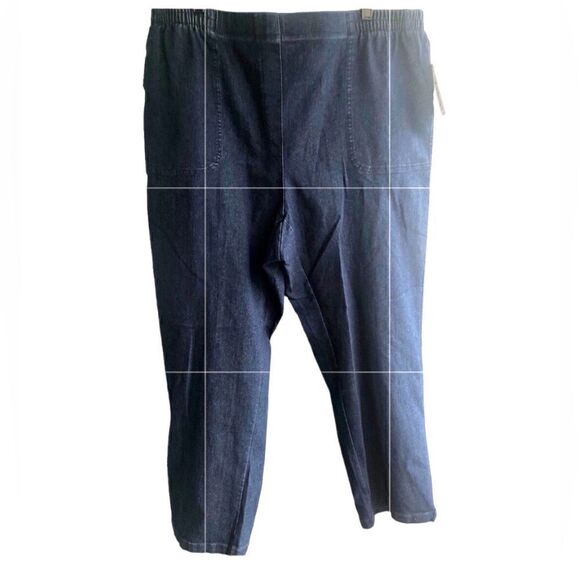 NWT Allison Daley Women’s Blue Denim Pants 4 Pockets Comfy Elastic Waist… - Picture 1 of 3
